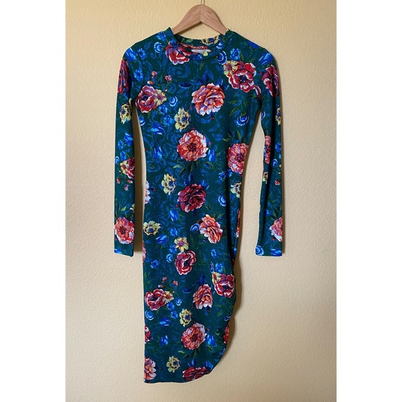 Zara Asymmetrical Floral Ruched Midi Dress | Women's Size Small - Picture 4 of 9